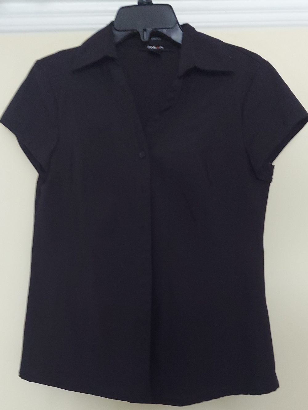 Style & Co. Black Cap-Sleeve Button-Down Shirt